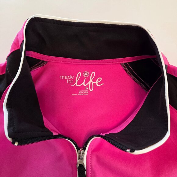 NWT -  Made for Life Women's Full-Zip Active Jacket, 2X, Rose Valley Pink/Black - Picture 3 of 12